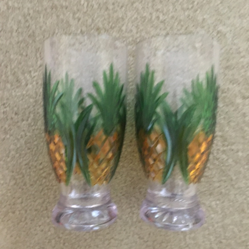 Two Pineapple Plastic Glasses